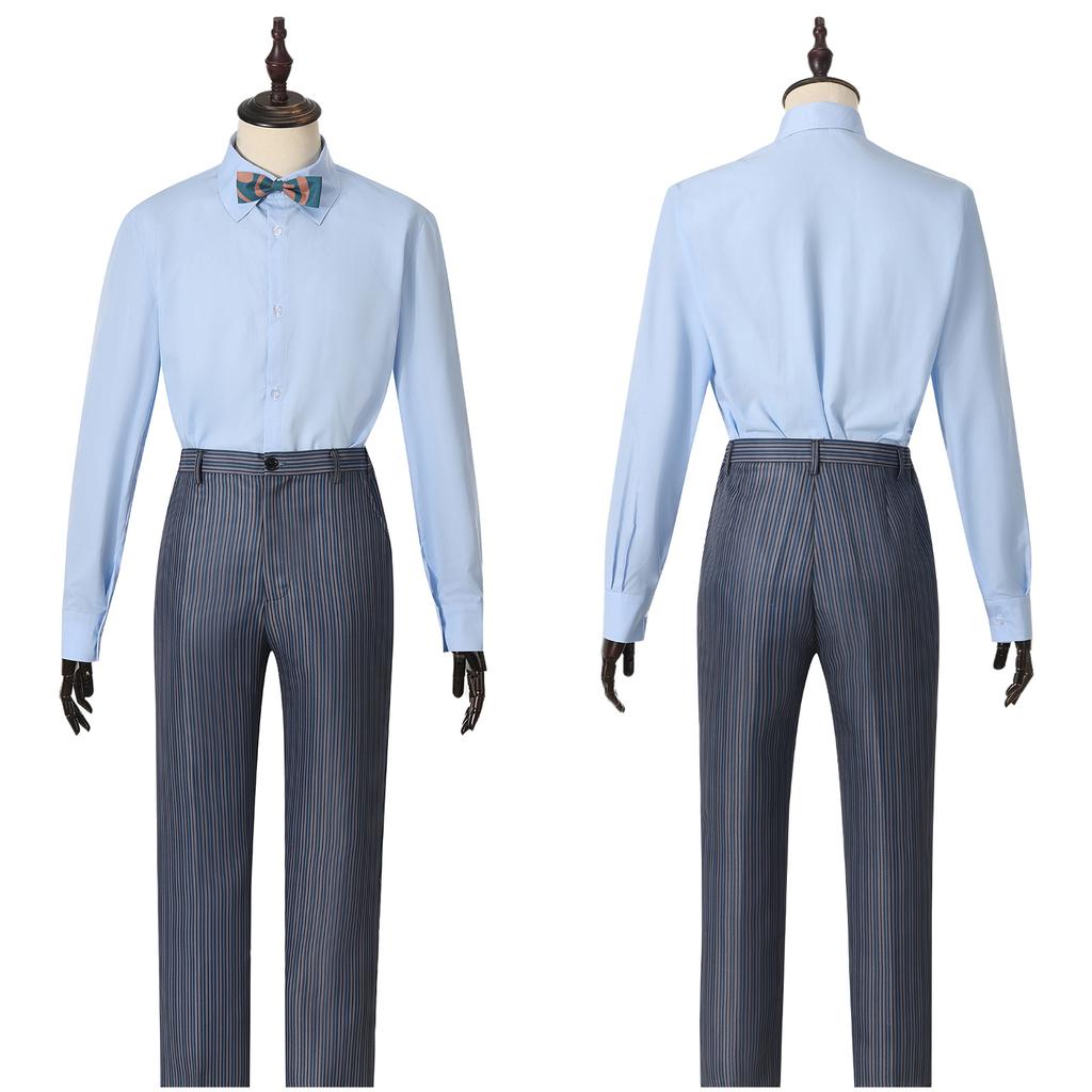 Fiyero Boq School Uniform Cosplay Costume Blue Shirt Green Coat With Pant Full Set For Halloween Christmas Party