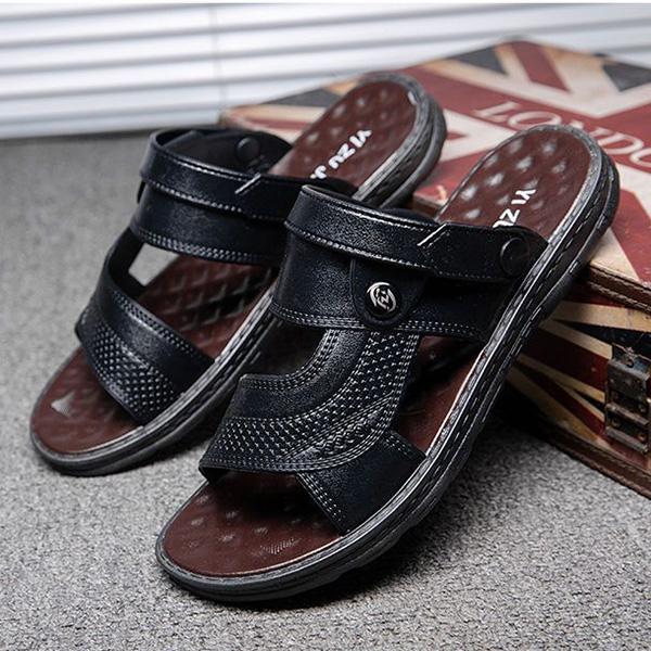 Sandály Pánské léto Pláž Leisure Korejská verze Prodyšné Měkké Neklouzavé Vodotěsné Odolné proti opotřebení Silná podrážka Pantofle na dvojí použití