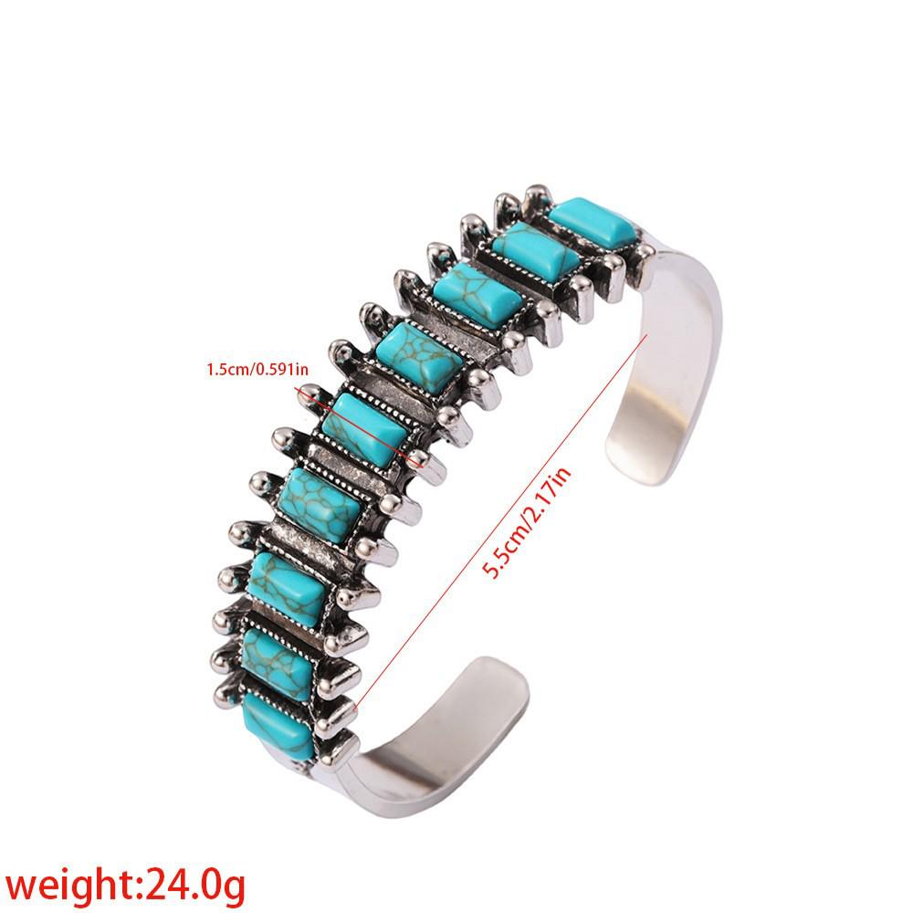 Retro Türkis Boho Armband: Ethno-Stil, 925 versilbert, Naturstein, trendiger Damenschmuck