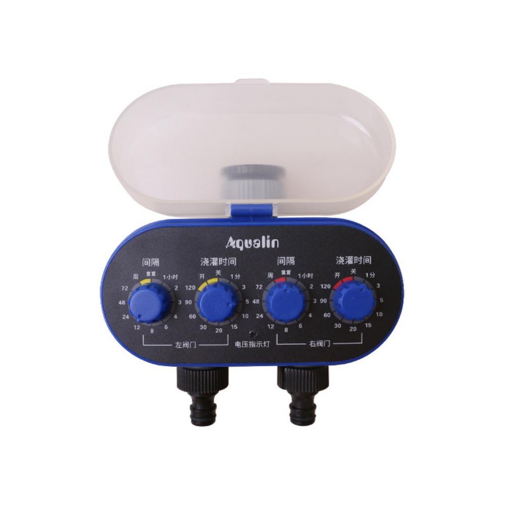 Ball Valve Electronic Automatic Watering Two Outlet Four Dials Water Timer Garden Irrigation Controller for Garden, Yard