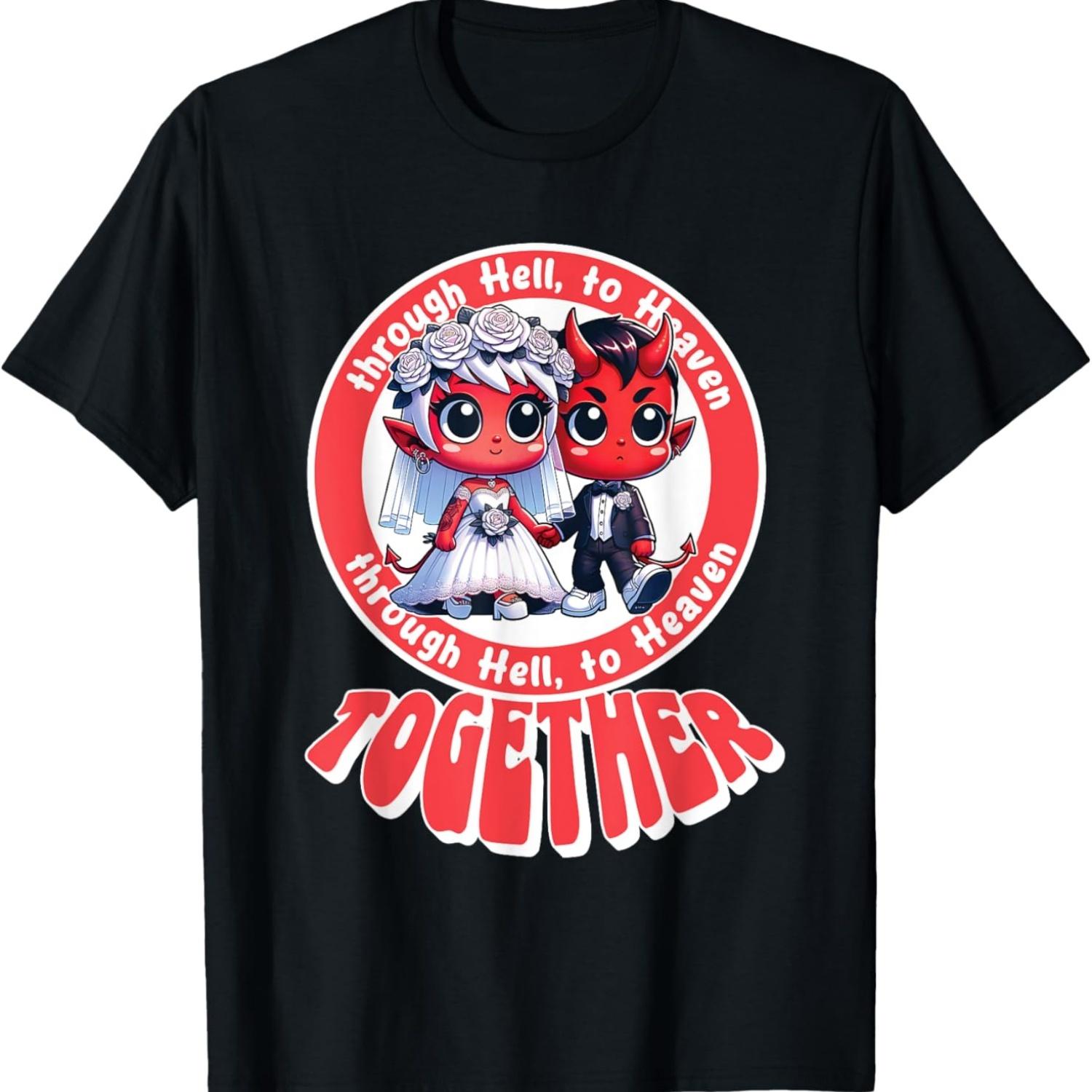 

Devilish Wedding_ Devil-Bride and Devil-Groom Graphic T-Shirt S чёрный