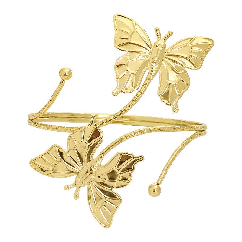 Schmetterling & Blume Metall Offener Armreif mit Eingesetzten Diamanten