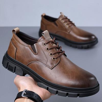 Chaussures en Cuir Homme à Lacets Bout Rond Légères Rétro Mode Adulte 2026 Classique Original Social Confortable Chaussure Décontractée Homme