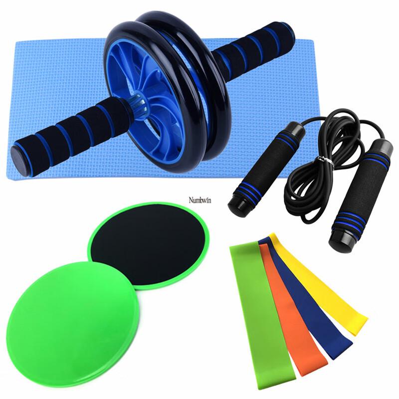 9-Piece Home Fitness Ab Roller & Resistance Training Set