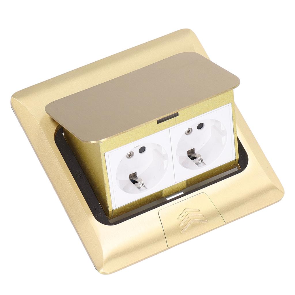 Pop Up Floor Outlet EU Standard 2 Position Desktop Receptacle Socket Brass Golden 16A AC250V