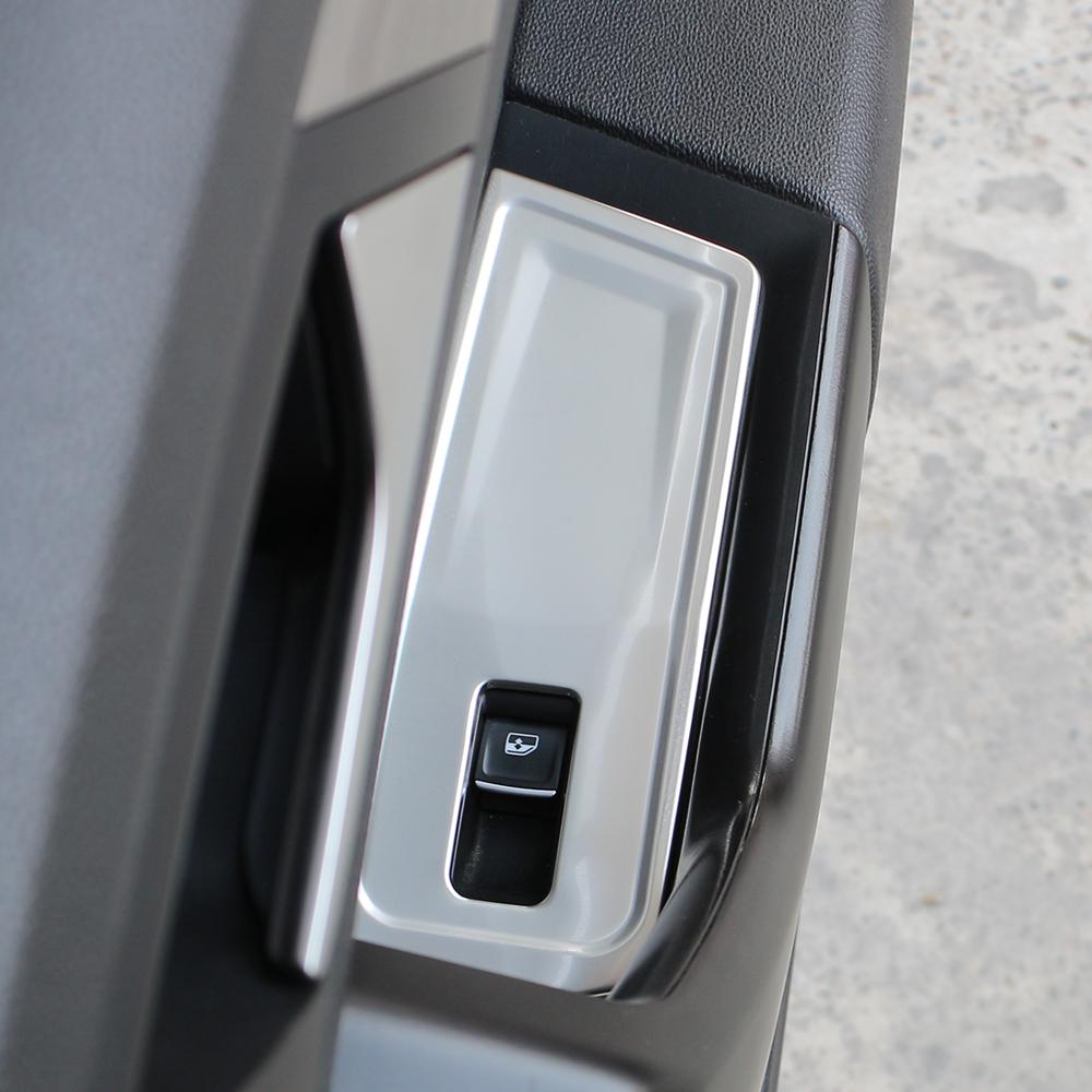 4Pcs Car Window Lift Button Panel Cover Sticker for Volkswagen VW T-roc Troc 2018-2022 Stainless Steel Decoration