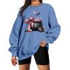 Women's Neck Long Sleeve Casual Loose Fit Sweatshirt Pullover with Color or Small Halloween Print
