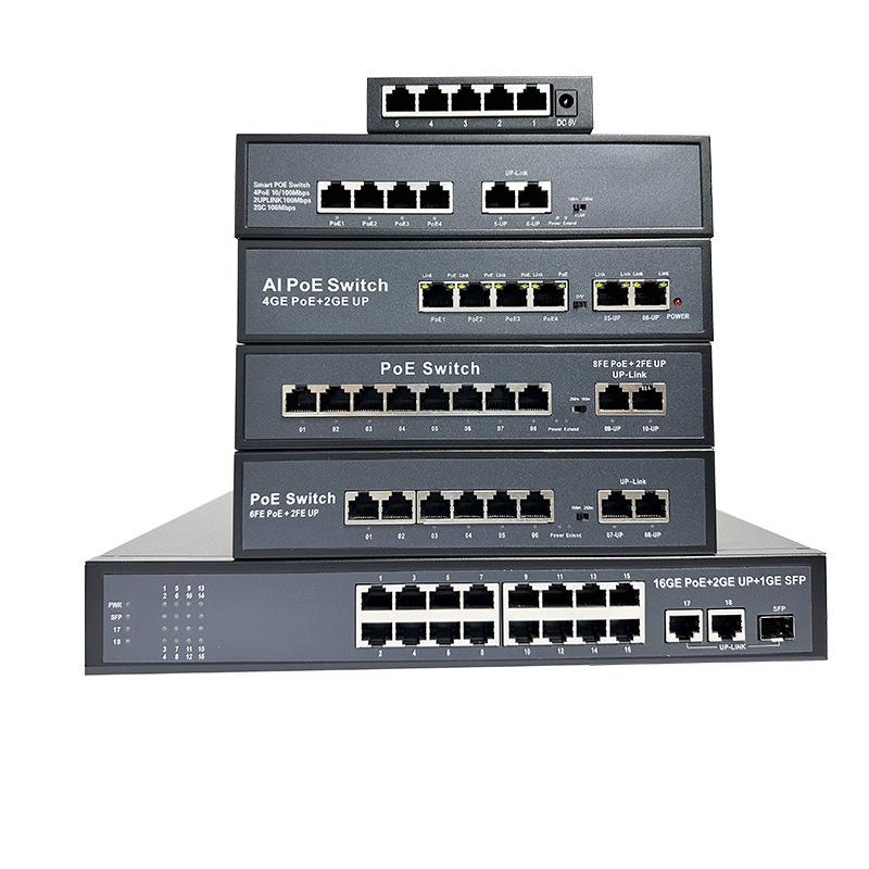 AI Smart PoE Gigabit Switch with 4, 8, or 16 Ports for Network Surveillance
