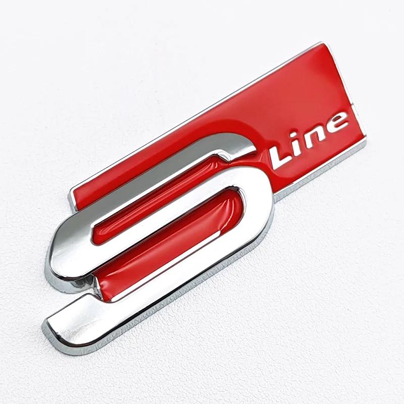 3D Metal S LINE Logo Styling Emblem Car Decal Badge For S1 Sline A1 A3 A4 A5 A7 Q2 Q5 Q7 TT SQ5 SQ7 B6 B7 Sticker Accessories 2x