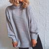Autumn and Winter New European and American Casual Loose Half High Neck Long Sleeved Knitted Sweater Pullover for Women 3511