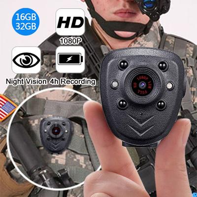מיני מצלמת HD1080P מקליט וידאו ספורט מובנה כרטיס זיכרון של 32GB מצלמת משטרה לבישה עם פונקציית ראיית לילה