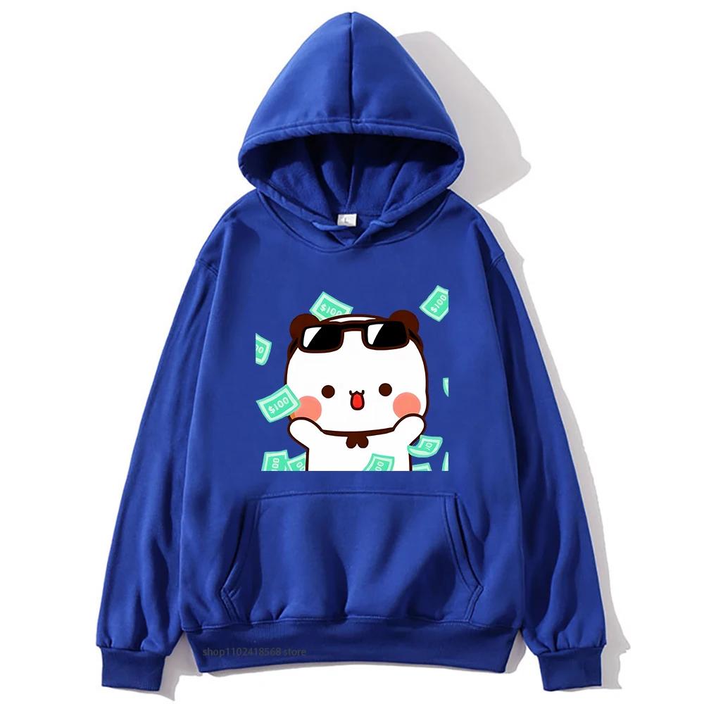 Men's hooded sweatshirt with Bubu and Dudu cartoon print, a fashionable and casual hip-hop style top for autumn and winter Harajuku fashion.