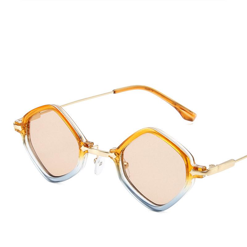 Unpolarisiert Neue Vintage Rhombus Punk Hip Hop Sonnenbrille Damen Koreanisch Quadratisch Kleiner Rahmen Metall Klein Persönlichkeit Verlauf Sonnenbrille Shades