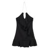 Hepburn Spice Girl Niche Chain Neck Suspender Dress Women's Summer Small Black Dress Off-Shoulder Lotus Short Skirt