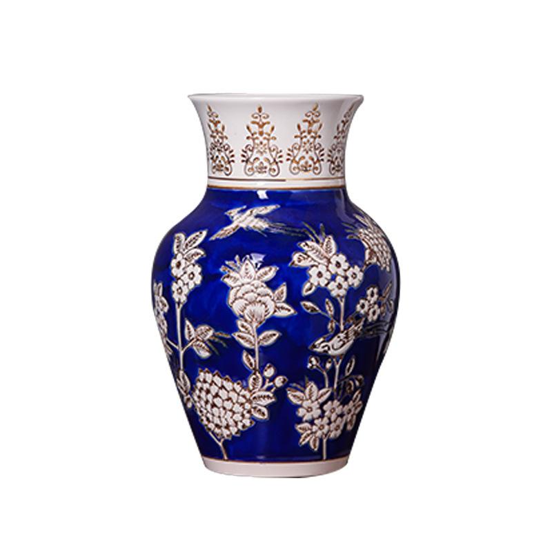 Gelbe Keramikvase Qinghua Porzellan Vintage Porzellanvase Chinesischer Stil Blumenvase Terrarium Raumdekoration Zubehör