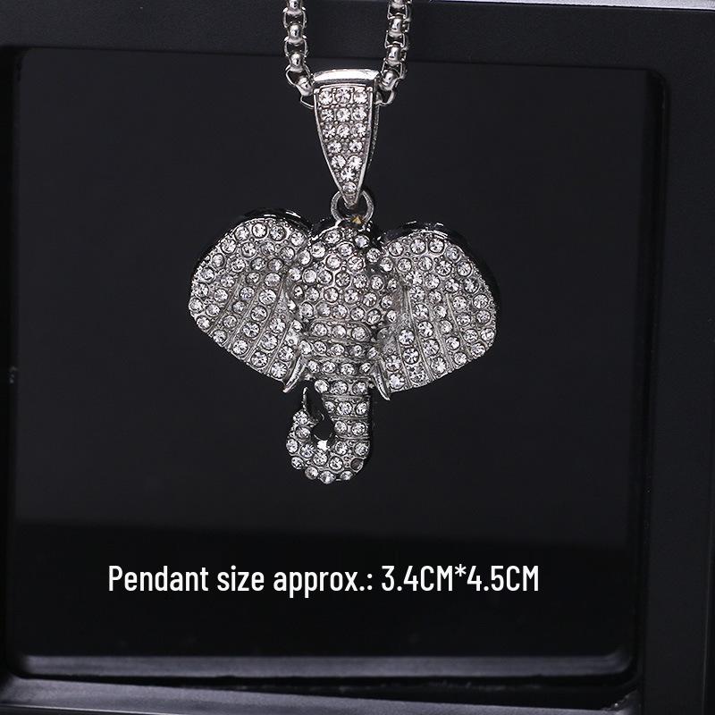 Trendy Cross-Border Rhinestone Pendant Necklace: Unisex Hip-Hop Style Stainless Steel Chain.