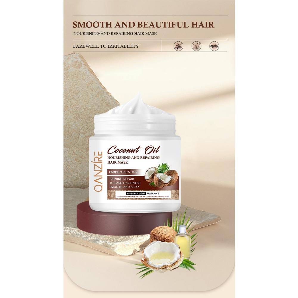 Mască de îngrijire a părului cu ulei de cocos pentru a ameliora încrețirea părului Balsam moale și neted