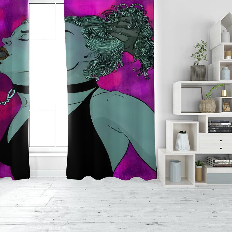 2 st - Alla hjärtans dag karaktärstryck - Tryckt gardin - Polyestermaterial - Lämplig för sovrum, vardagsrum, arbetsrum,