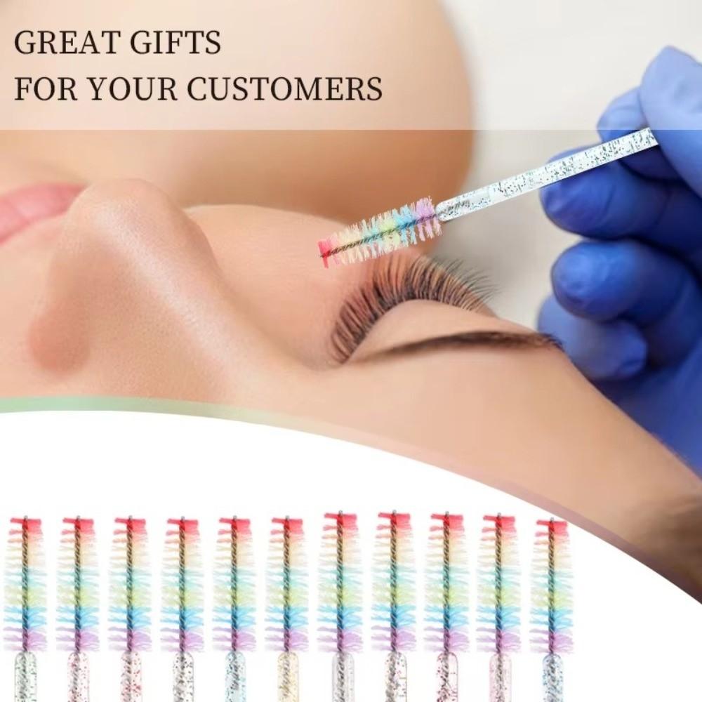 50Pcs Crystal Eyelash Brush Microbrush Cosmetics Tool Eyelash Brushes Rainbow Color Eyelashes Extension Spoolie