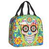 Mexican Sugar Skull Day Of The Dead Art Insulated Lunch Bags Women Resuable Thermal Cooler Food Lunch Box Outdoor Camping Travel