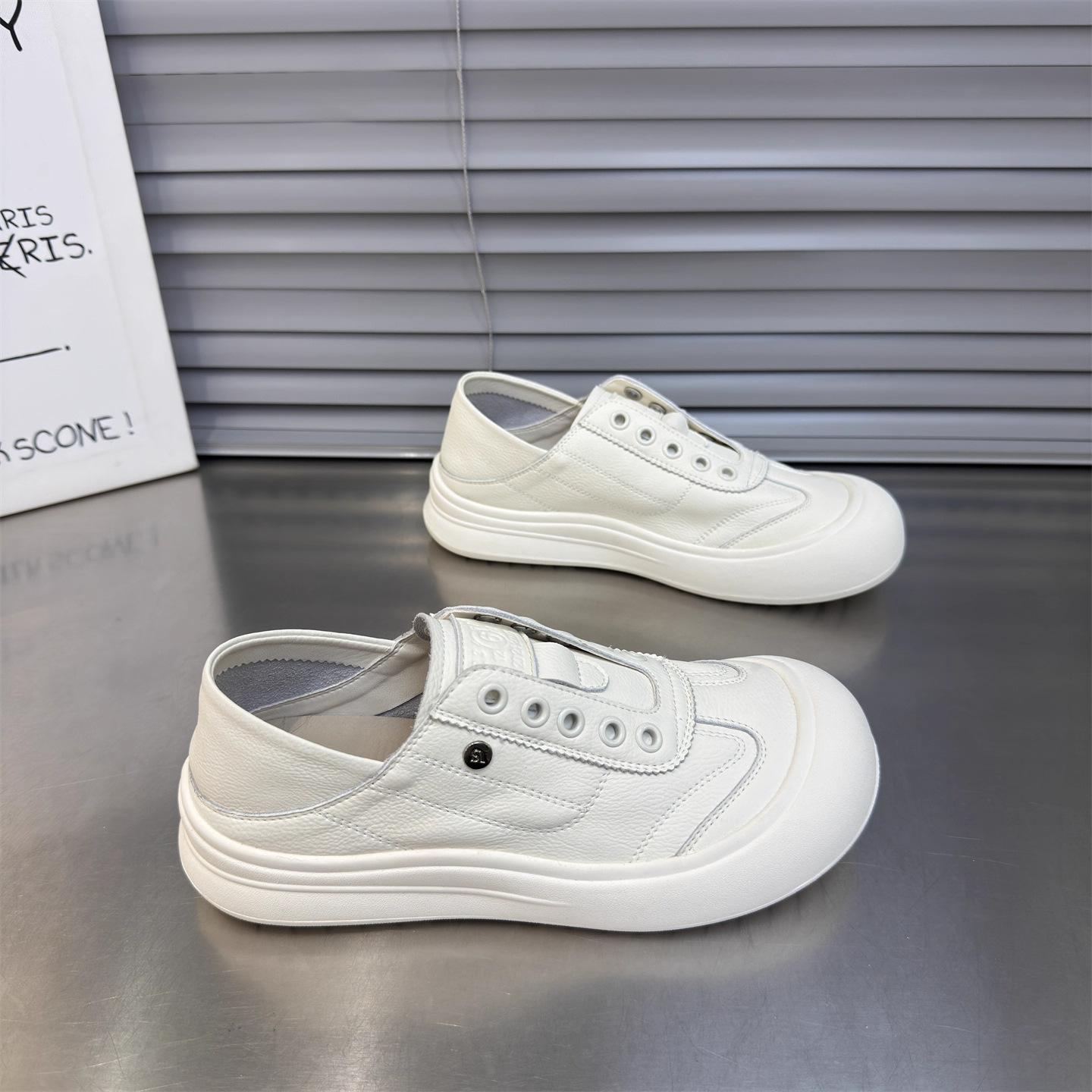 

Single-layer leather little white shoes, women s one-pedal soft-soled ugly cute shoes 2025 new versatile thick-soled lazy casual board shoes 40