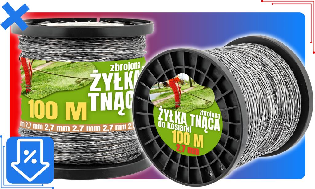 Reinforced Cutting Line for Trimmer Heads, Brushcutters, Grass Trimmers, Strong 2.7mm 100m