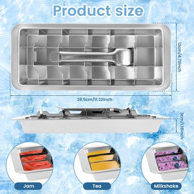 4/1pcs Stainless Steel Ice Cube Tray Removable Ice Cube Maker with Handle Ice Cube Mold for Cocktail, Coffee Fruit Juice Drink