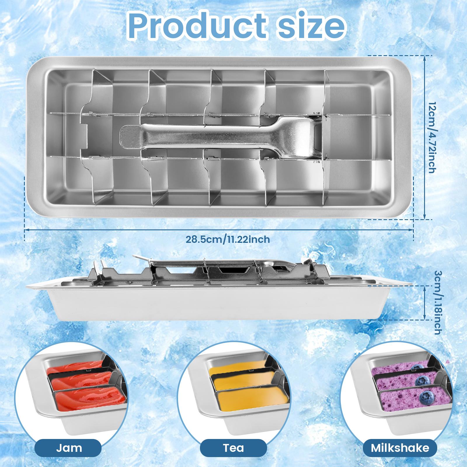 

18 Slots Ice Cube Tray Stainless Steel Ice Cube Maker Freezer Square Ice Cube Mold for Cocktail Coffee Fruit Juice Drink Cooling