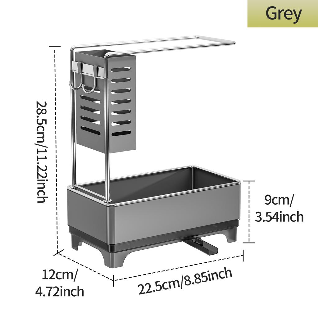 Kitchen Long Plate Gold Edge Sponge Rack, Washing Supplies Storage Rack with Towel Rack