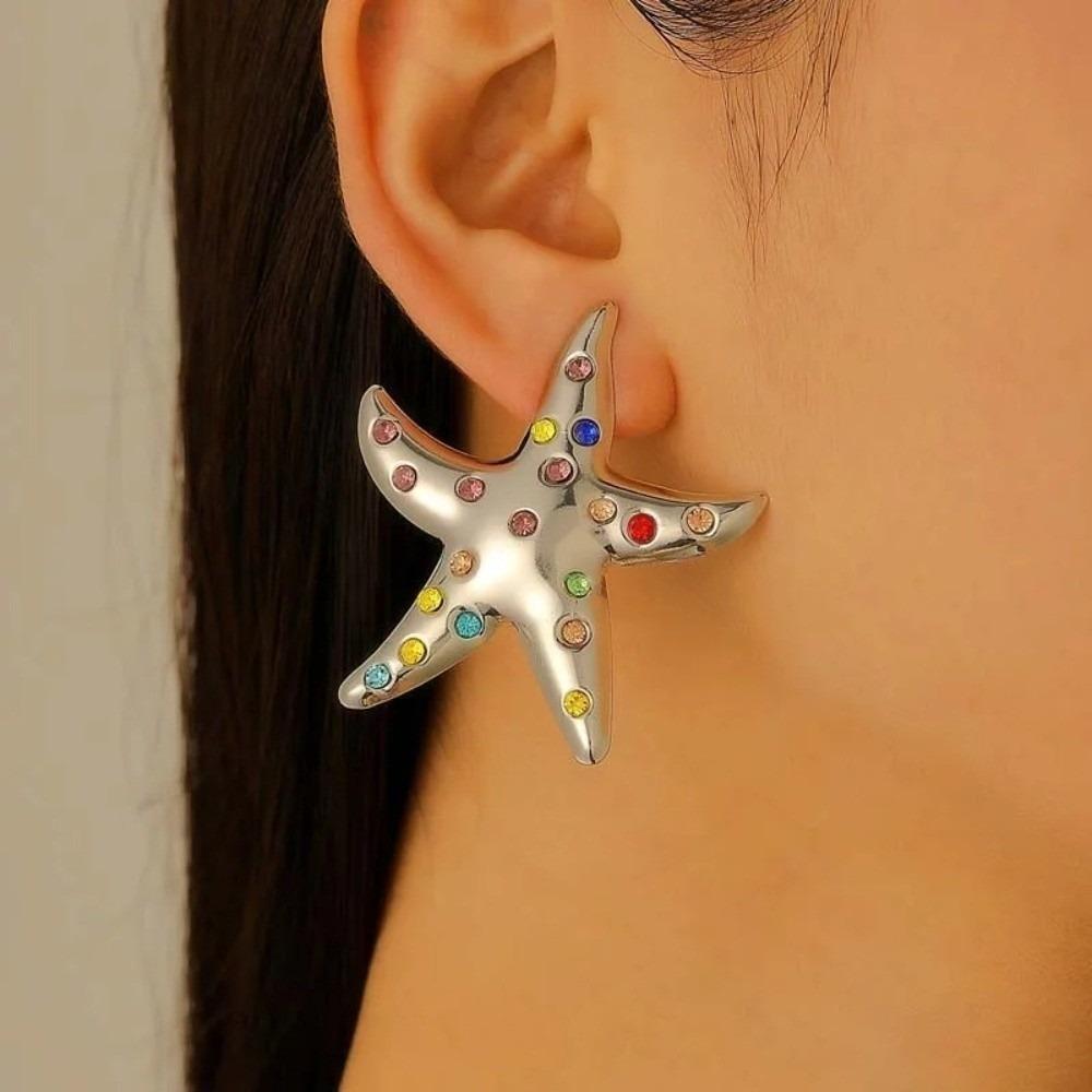 Colorful Rhinestone Stud Earrings Y2K Style Crystal Stud Earrings Trendy Dangle Earrings  for Women
