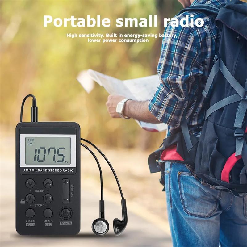 Portable Radio FM/AM Dual Band Stereo Digital Portable Mini Radio Receiver with LCD Display Rechargeable BatteryJAS
