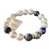 Retro High Quality Natural Lapis Lazuli High Gloss Artificial Crystal Pearl Bracelet Bracelet.