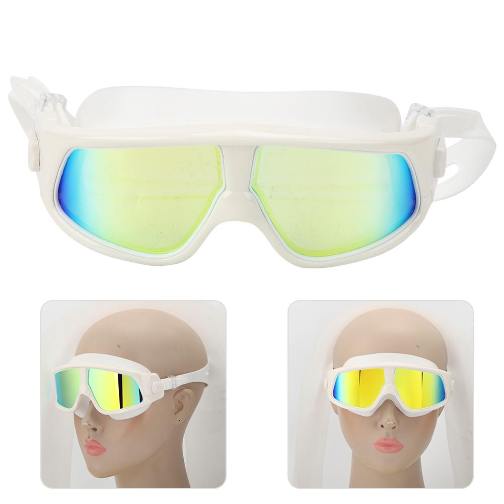 Adult Large Frame Waterproof Antifog Swimming Goggles Electroplate Plain Glass Diving Supply