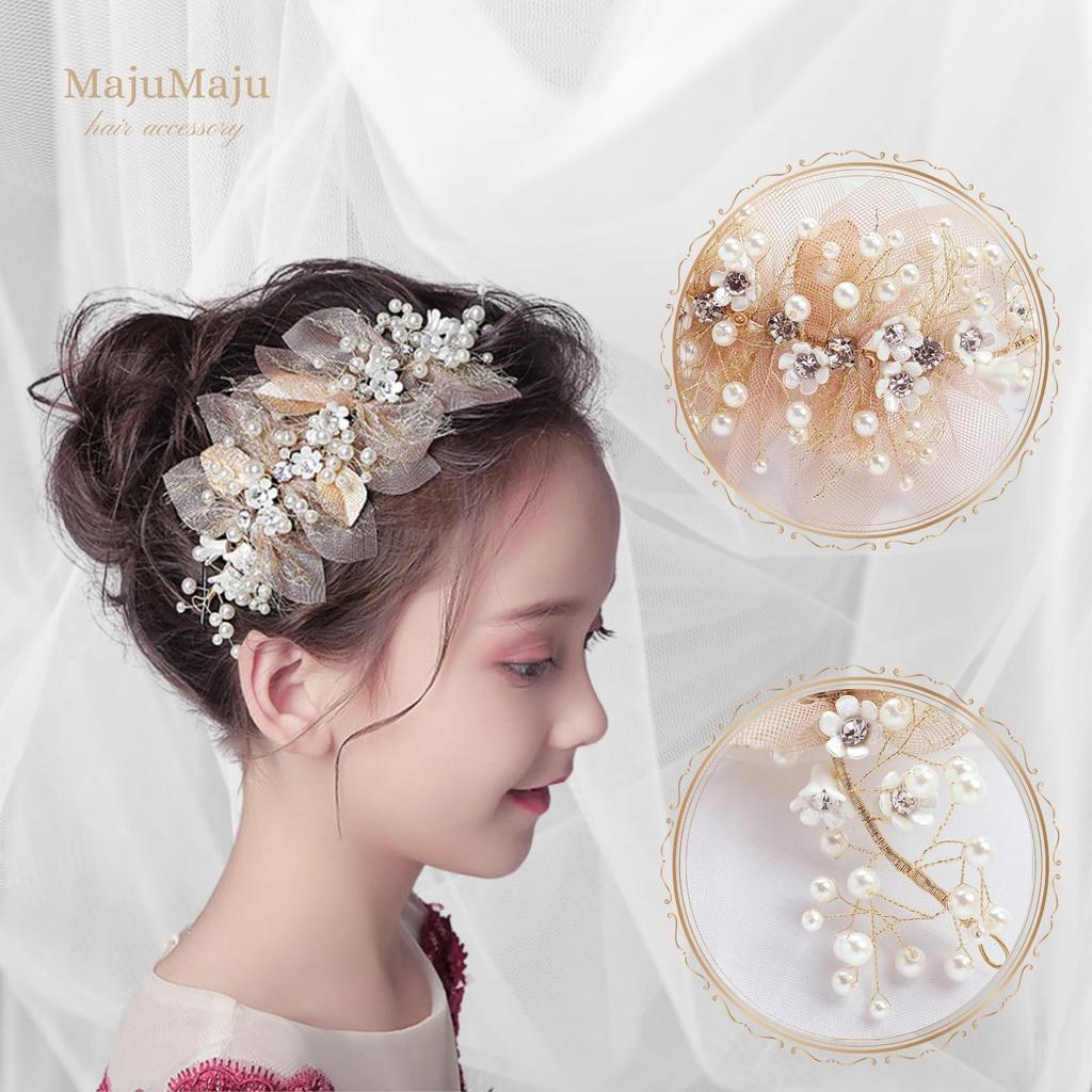 Hair Accessories Piano Recital Head Dress Girls Children Handmade Arrangement Hair Ornament [MajuMaju] (A) (PHC40-B)