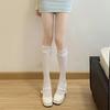 Lolita White Knee Socks Summer Thin Velvet High Thigh Socks Pure Lace Bow Stockings