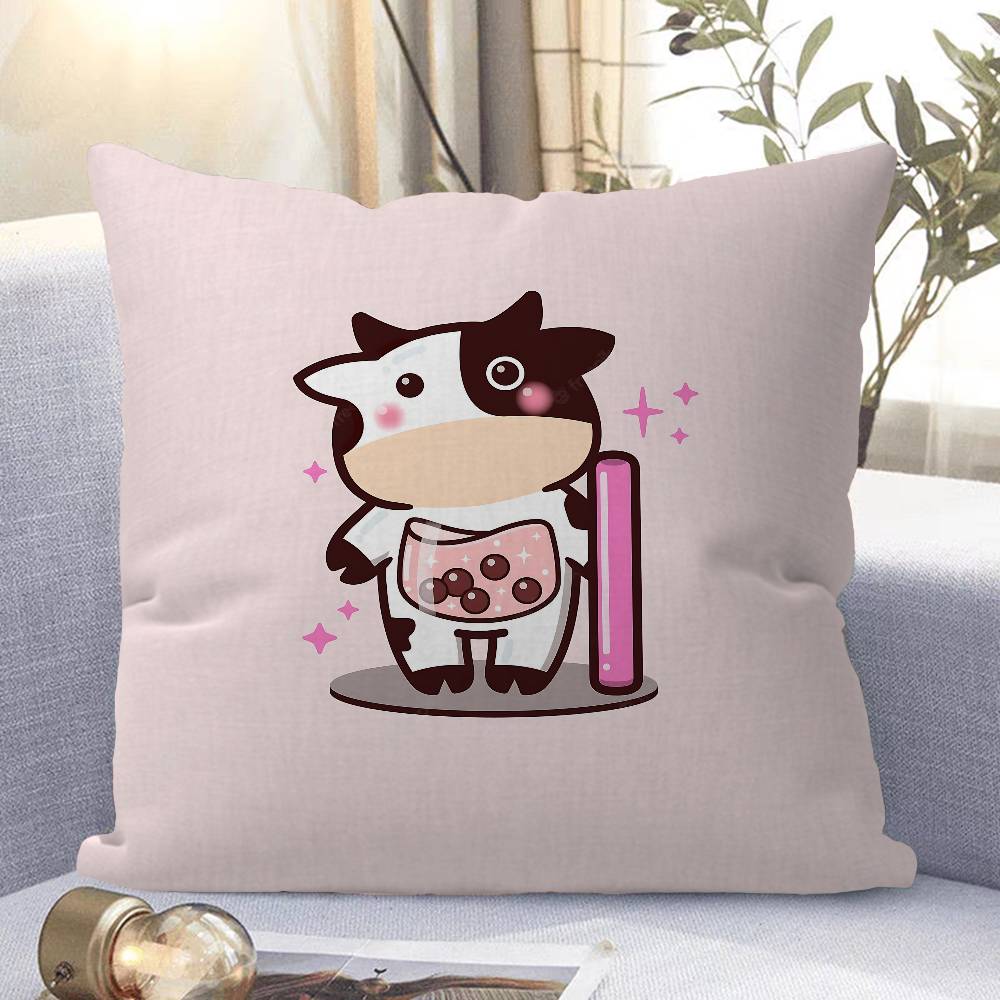 

Cute Cow Pillow Case Removable Washable Cushion Cover – All-Season Soft Linen 12x12Inch