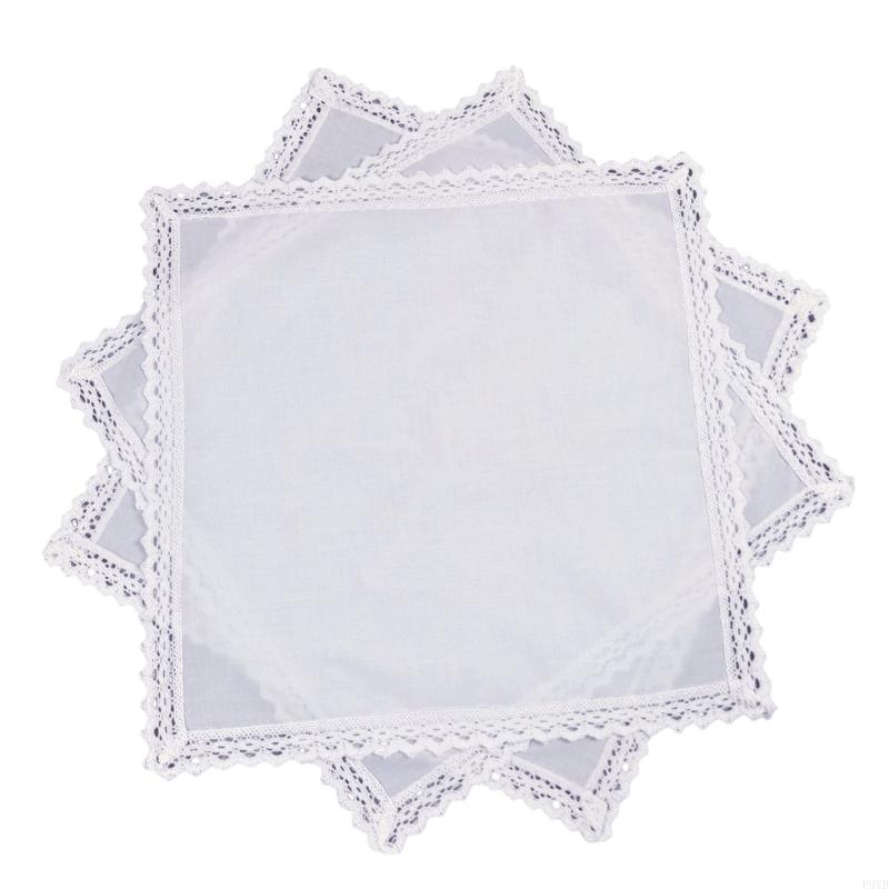 Artistic Hand Drawn Bridal Handkerchief DIY White Cotton Square Hanky Lace P9YB