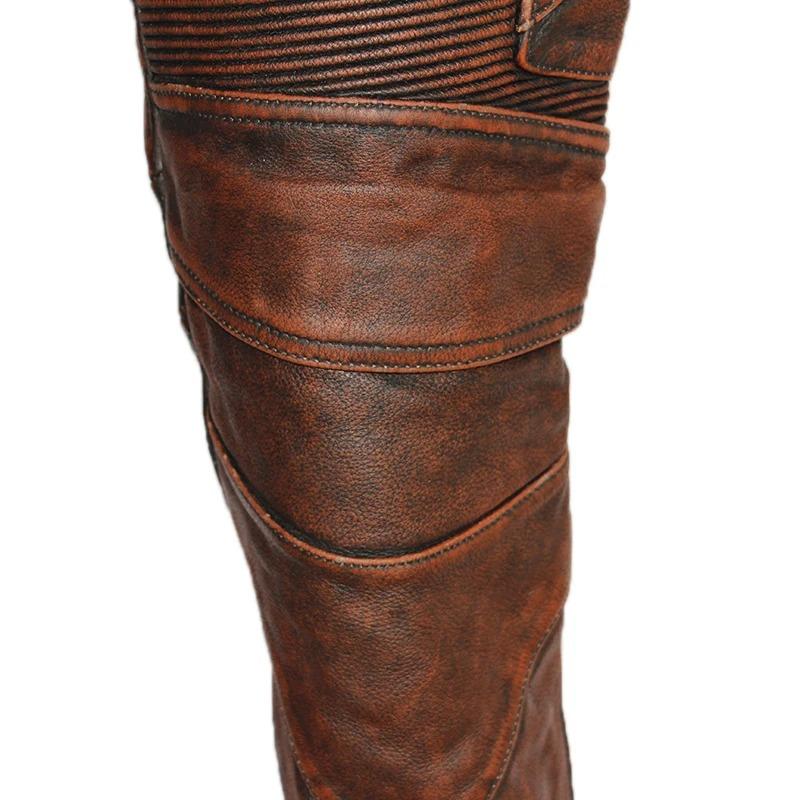 Spodnie motocyklowe ze skóry w rozmiarze chińskim dla mężczyzn, oryginalne, ochronne, skórzane, motocyklowe, ochronne, spodnie