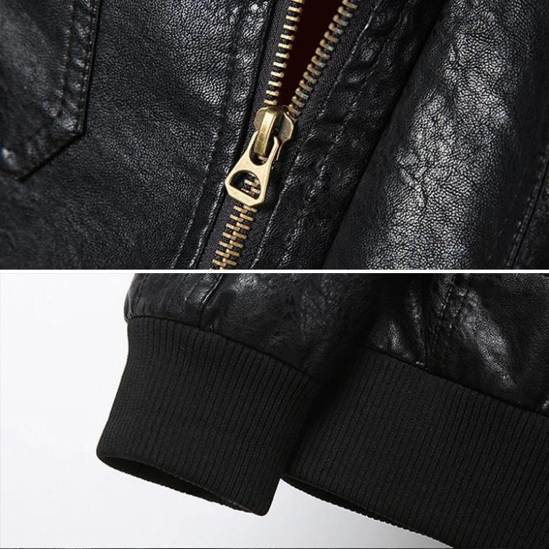 Men Motorcycle Jacket PU Leather Jacket Winter Thick Warm Cashmere Coat Casual Slim Motorcycle Jacket