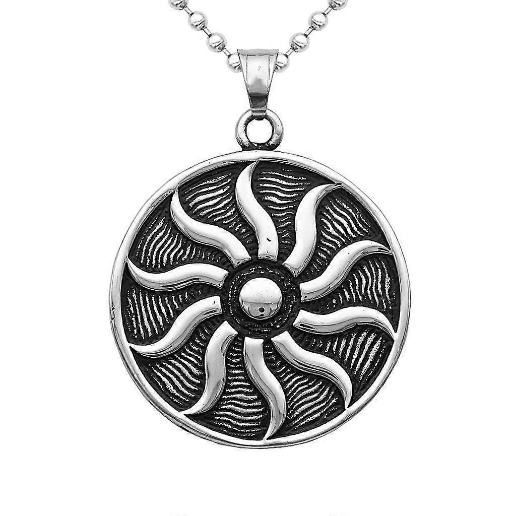Fashion Sun-god 316L Stainless Steel Flame Pendant Necklace for Men Silver