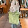 Summer Floral Plaid Ruffles Women Shoulder Bags Retro Flower Ladies Shopping Bag Handbags Commute Light Portable Girls Book Tote