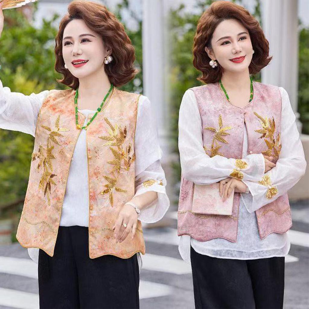 Elegant Floral Embroidery Vest for Women