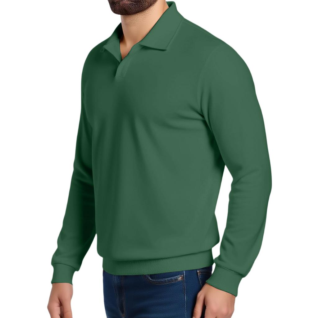 Men's Casual Collared Long-Sleeve Fleece Base Layer Top