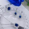 Meerblau Zirkon Schmuckset: Ohrstecker, Halskette, Verstellbarer Ring - Retro, Luxuriös, Elegant und Vielseitig.