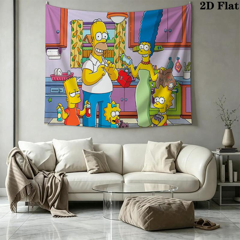 The Simpsons Wall Tapestry Aesthetic Wall Hanging Printed Fabric Blanket Decorative Tapestries for Bedroom Living Room Home Decor