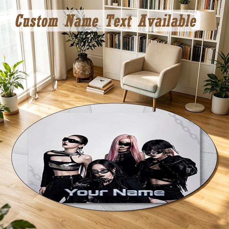 Round Rug Custom Nameaespa Pattern Non Slip Carpet Home Floor Decor