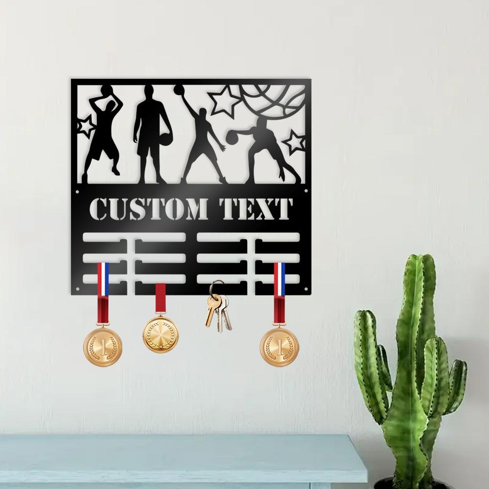 Basketball Metal Wall Art Personalized Iron Plaque Key Holder Living Room Teen Bedroom Decor
