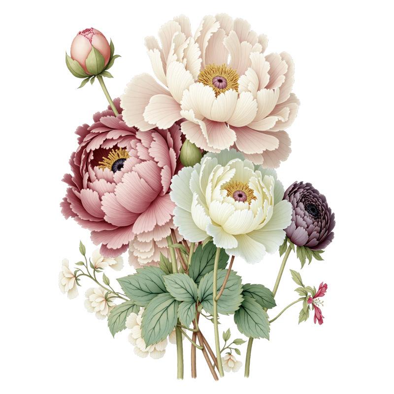 

Реалистичная наклейка на стену с пионом, самоклеящееся украшение для дома, комнаты, двери, окна, стекла, фоновой стены, ботаническое искусство растений 45X60CM разноцветный