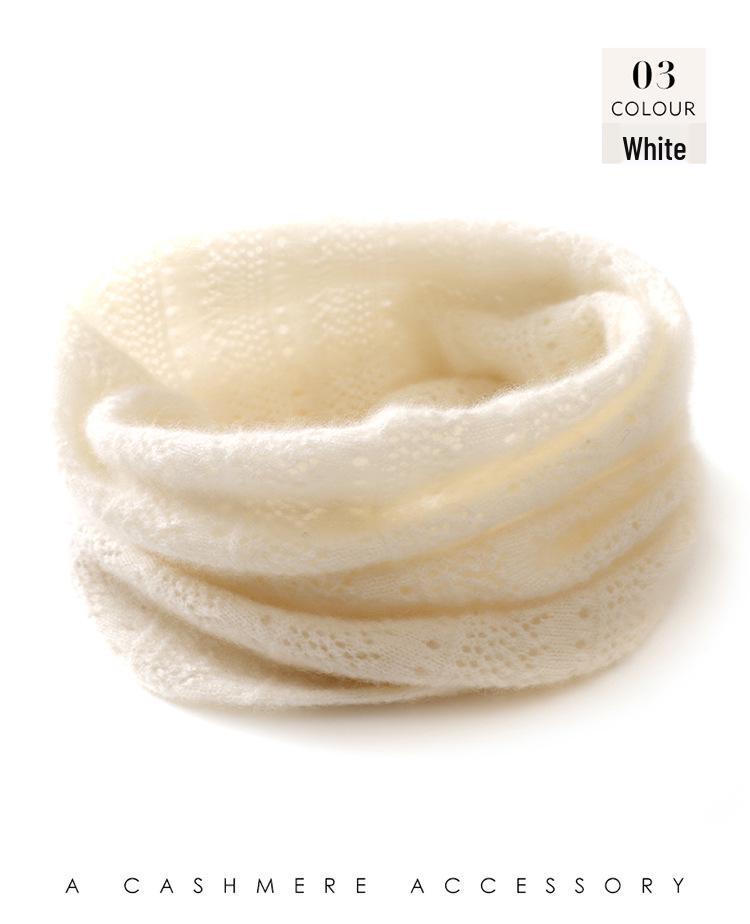 

Women s Autumn & Winter Pure Cashmere Hollow Crochet Neck Warmer & Decorative Scarf бежевий