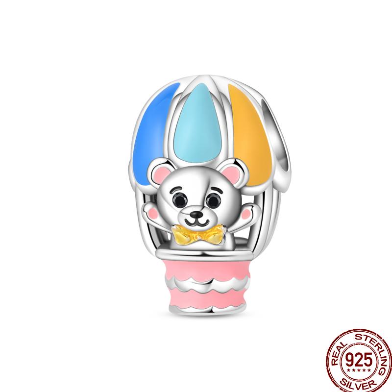 Copper Magician Circus Playing Cards Teddy Bear Charm Beads Suitable Fit Pan Original Bracelet Diy Jewelry